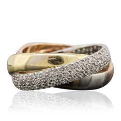 14KT Tri-Tone Gold 0.89ctw Diamond Ring