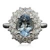 Image 1 : 14KT White Gold 1.70ct Aquamarine and Diamond Ring