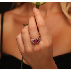 14KT Rose Gold 2.42ct Rubelite and Diamond Ring