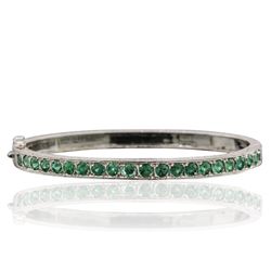 14KT White Gold 2.10ctw Emerald Bangle