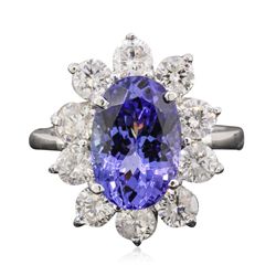 14KT White Gold 4.89ct Tanzanite and Diamond Ring