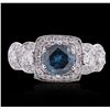 Image 3 : 18KT White Gold 2.07ctw Blue Diamond Wedding Ring Set