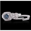 Image 7 : 18KT White Gold 2.07ctw Blue Diamond Wedding Ring Set