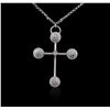 Image 4 : 18KT White Gold 1.33ctw Diamond Cross Necklace