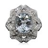 Image 3 : 14KT White Gold 3.88ct Aquamarine and Diamond Ring