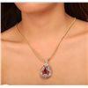 Image 2 : 14KT Yellow Gold 5.44ct Ruby and Diamond Pendant With Chain