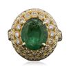 Image 3 : 14KT Yellow Gold 3.18ct Emerald and Diamond Ring