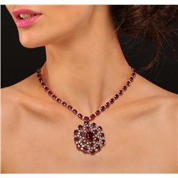 14KT Yellow Gold 71.33ctw Ruby Necklace