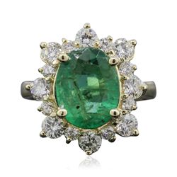 14KT Yellow Gold 2.08ct Emerald and Diamond Ring