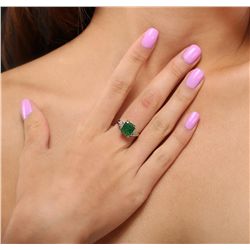 14KT Yellow Gold 2.20ct Emerald and Diamond Ring