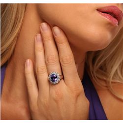 14KT Two-Tone Gold 3.64ct Tanzanite and Diamond Ring