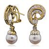 Image 2 : 18KT Yellow Gold Pearl and Diamond Earrings