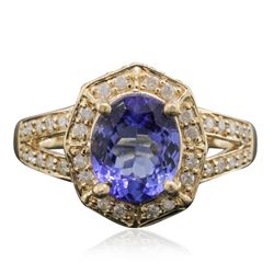 14KT Yellow Gold 1.85ct Tanzanite and Diamond Ring