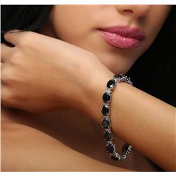 14KT White Gold 40.00ctw Sapphire and Diamond Bracelet