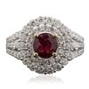 Image 1 : 18KT White Gold 1.43ct Ruby and Diamond Ring