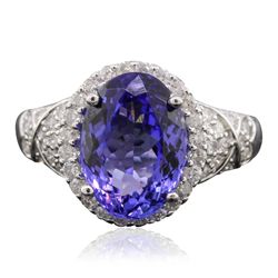 14KT White Gold 3.62ct Tanzanite and Diamond Ring