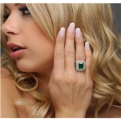 14KT Two-Tone 3.67ct Emerald and Diamond Ring