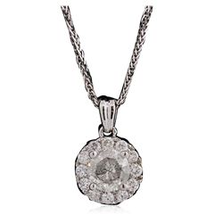 14KT White Gold 0.97ctw Diamond Pendant With Chain