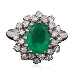 14KT White Gold 3.03ct Emerald and Diamond Ring