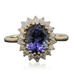 14KT Yellow Gold 2.67ct Tanzanite and Diamond Ring