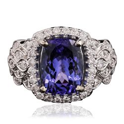 14KT White Gold 4.23ct Tanzanite and Diamond Ring