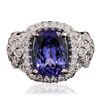 Image 1 : 14KT White Gold 4.23ct Tanzanite and Diamond Ring