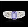 Image 3 : 14KT White Gold Tanzanite and Diamond Ring