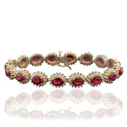 14KT Yellow Gold 13.60ctw Ruby and Diamond Bracelet