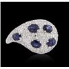 Image 3 : 14KT White Gold 1.05ctw Sapphire and Diamond Ring