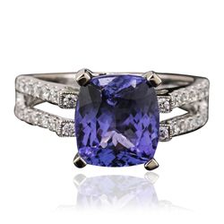 18KT White Gold 3.95ct Tanzanite and Diamond Ring