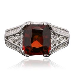 14KT White Gold 3.50ct Garnet and Diamond Ring