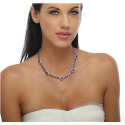 14KT White Gold 37.95ctw Tanzanite and Diamond Necklace