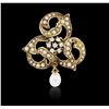 Image 6 : 14KT Yellow Gold Pearl and Diamond Brooch