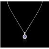 Image 3 : 18KT White Gold Tanzanite and Diamond Pendant With Chain