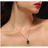 Image 1 : 14KT White Gold 3.20ct Emerald and Diamond Pendant With Chain