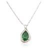 Image 3 : 14KT White Gold 3.20ct Emerald and Diamond Pendant With Chain