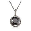 Image 4 : 14KT White Gold 3.48ct Black Diamond and Diamond Pendant With Chain