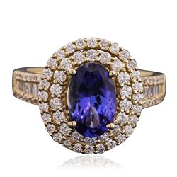 14KT Yellow Gold 1.80ct Tanzanite and Diamond Ring