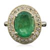 Image 3 : 14KT Yellow Gold 3.09ct Emerald and Diamond Ring