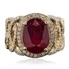 Image 3 : 14KT Yellow Gold 6.10ct Ruby and Diamond Ring