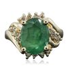 Image 3 : 14KT Yellow Gold 3.32ct Emerald and Diamond Ring