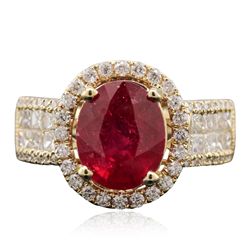 14KT Yellow Gold 3.37ct Ruby and Diamond Ring