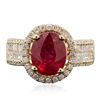 Image 1 : 14KT Yellow Gold 3.37ct Ruby and Diamond Ring