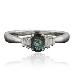 18KT White Gold 0.41ct Alexandrite and Diamond Ring