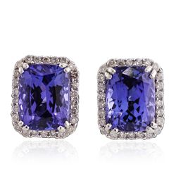 14KT White Gold 5.22ctw Tanzanite and Diamond Earrings