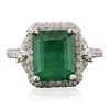 Image 1 : 14KT White Gold 4.33ct Emerald and Diamond Ring