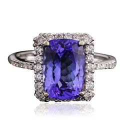 14KT White Gold 3.04ct Tanzanite and Diamond Ring