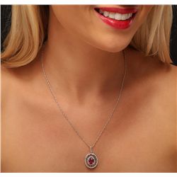 14KT Two-Tone Gold 1.53ct Ruby and Diamond Pendant With Chain