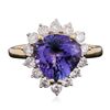 Image 1 : 14KT Yellow Gold 3.97ct Tanzanite and Diamond Ring