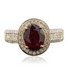 Image 1 : 14KT Yellow Gold 3.06ct Ruby and Diamond Ring